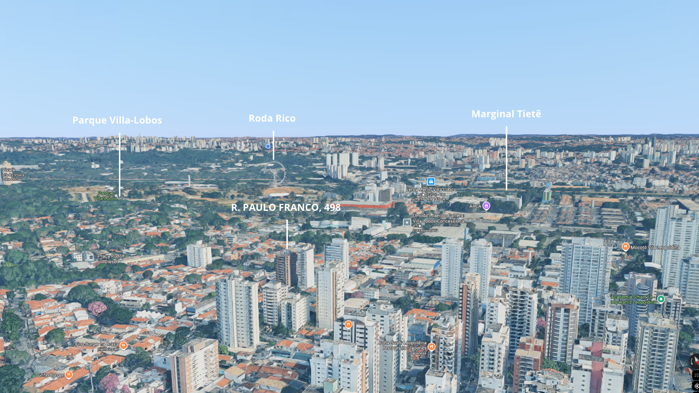 Vista aérea da Vila Leopoldina com a localização do Elysium